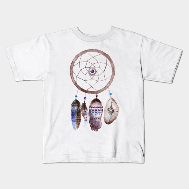 Boho Dreamcatcher Kids T-Shirt by ZuskaArt